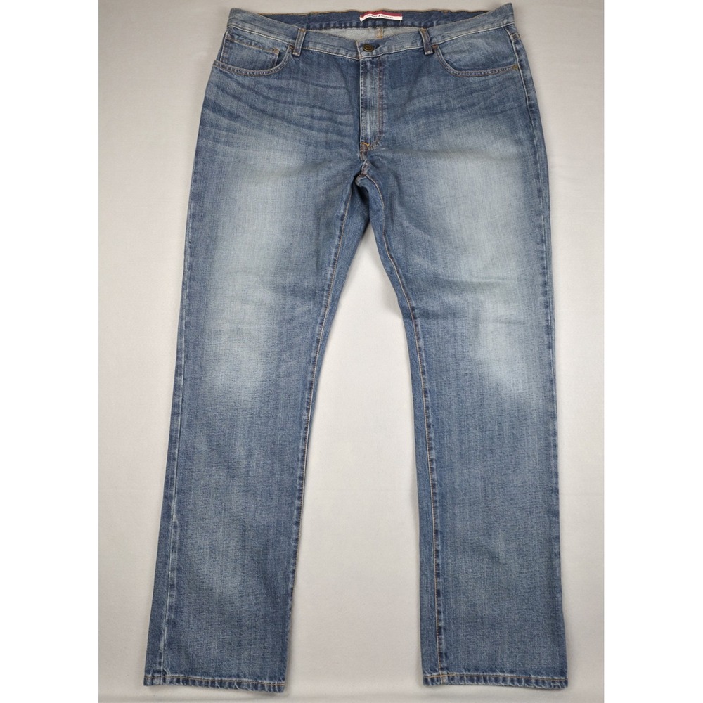 Tommy Hilfiger Jeans Mens 40x34 Straight Fit Light Wash Blue Denim Casual